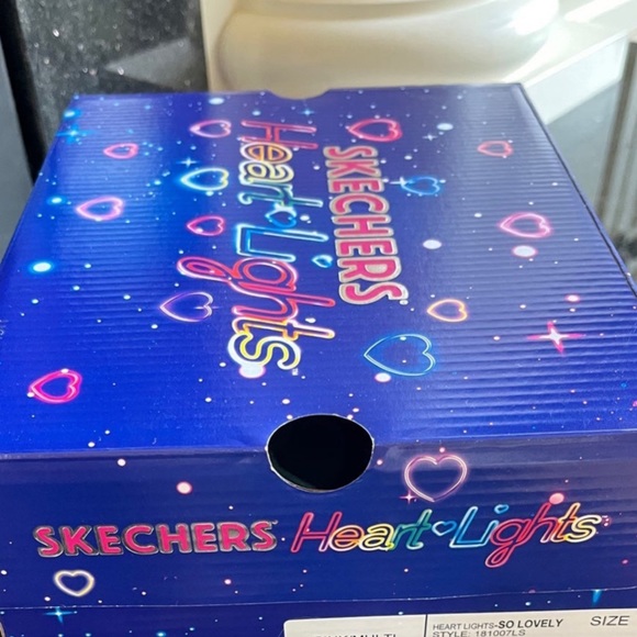 Sketchers Heart Light Up Shoes Pink Glittery Sneakers White Sole - Picture 15 of 16